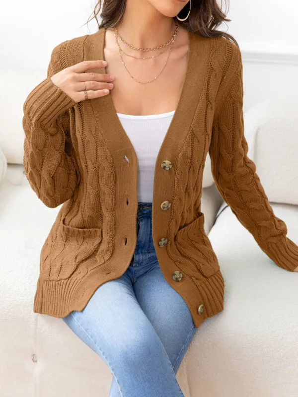 Button Down Cable-Knit Cardigan sold by Charming Charlie