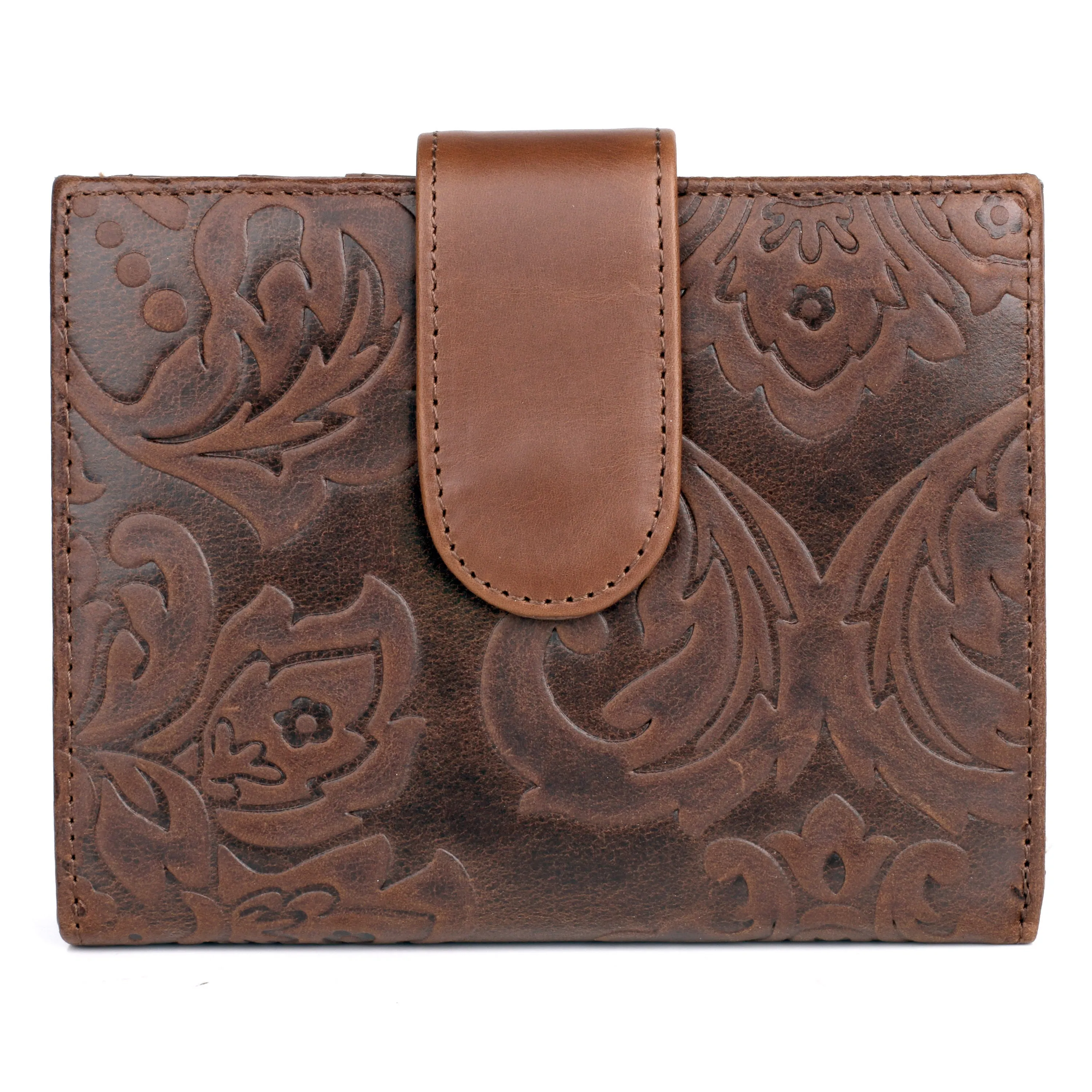 Julia Buxton Tooled Leather Lexington wallet sold by Charming Charlie