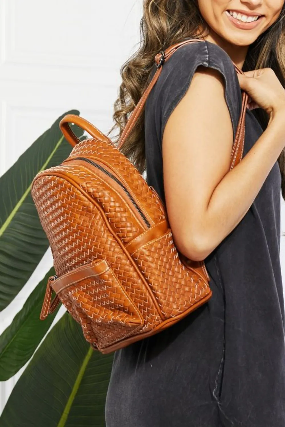 SHOMICO Certainly Chic Faux Leather Woven Backpack sold by Charming Charlie product image thumbnail 2