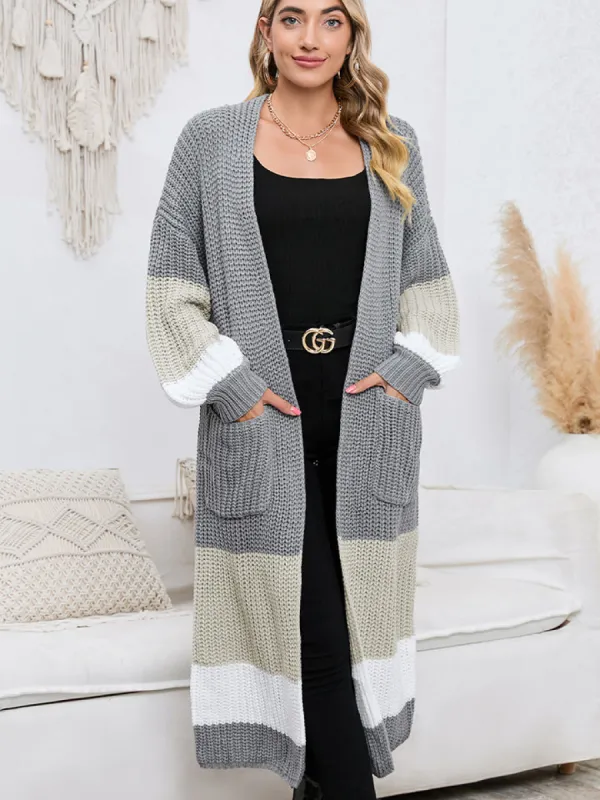 Color Block Long Sleeve Pocketed Cardigan sold by Charming Charlie