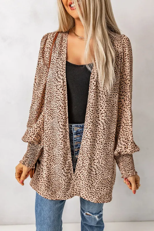 Leopard Print Balloon Sleeve Cardigan sold by Charming Charlie