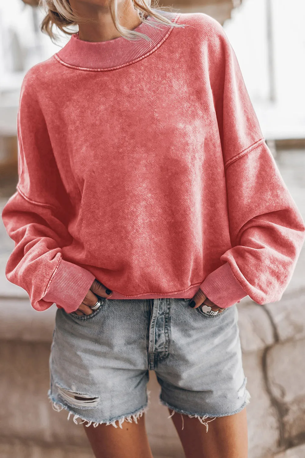 Round Neck Dropped Shoulder Sweatshirt sold by Charming Charlie product image thumbnail 4