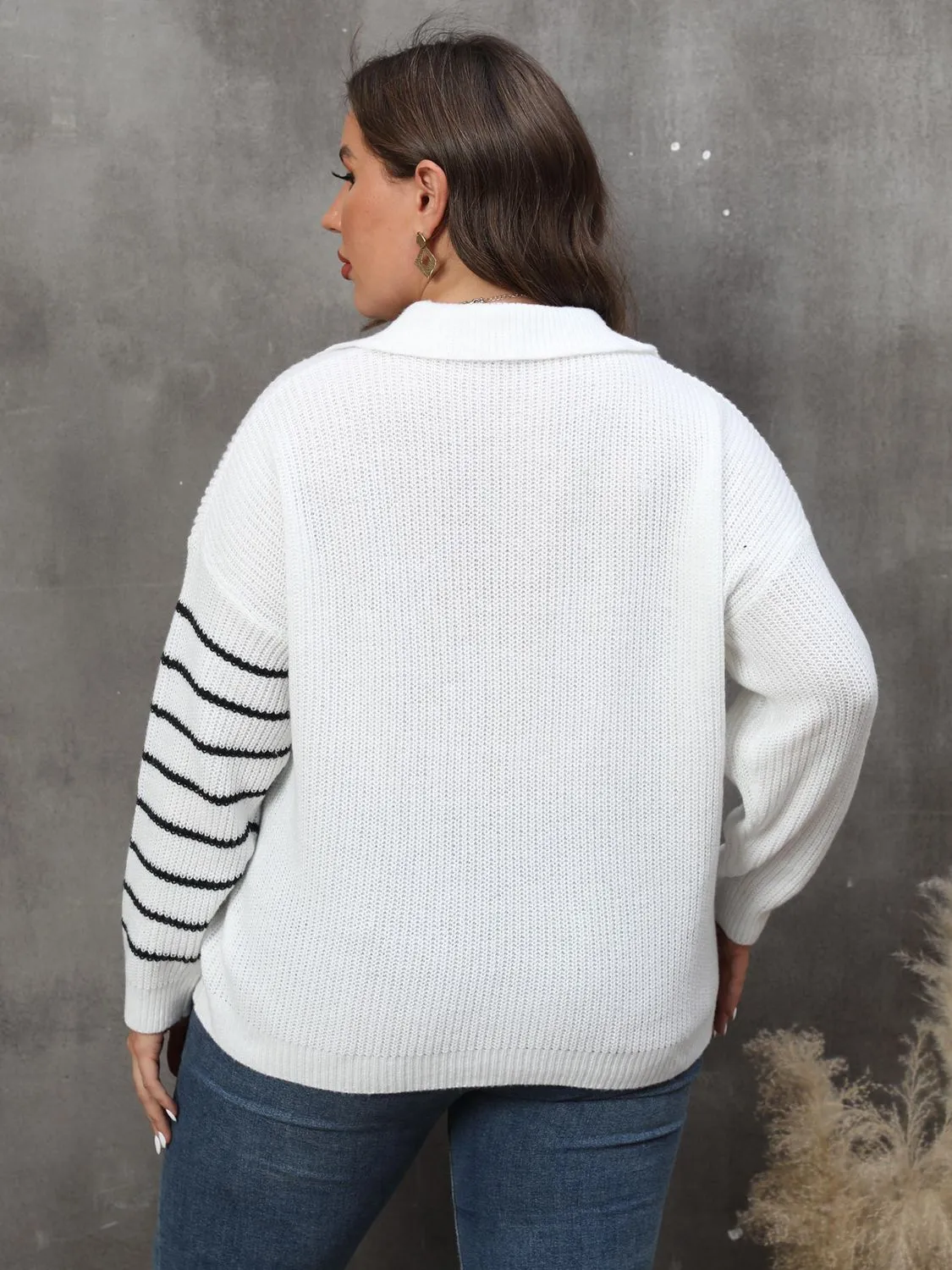 Plus Size Striped V-Neck Sweater sold by Charming Charlie product image thumbnail 2