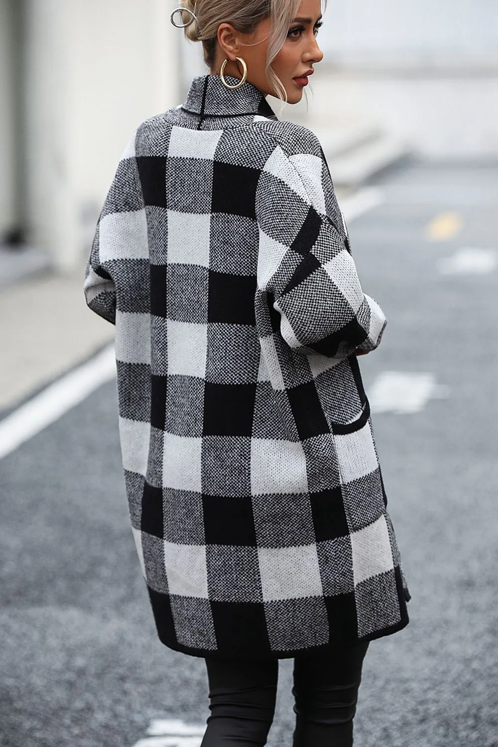 Plaid Dropped Shoulder Cardigan with Pocket sold by Charming Charlie product image thumbnail 2