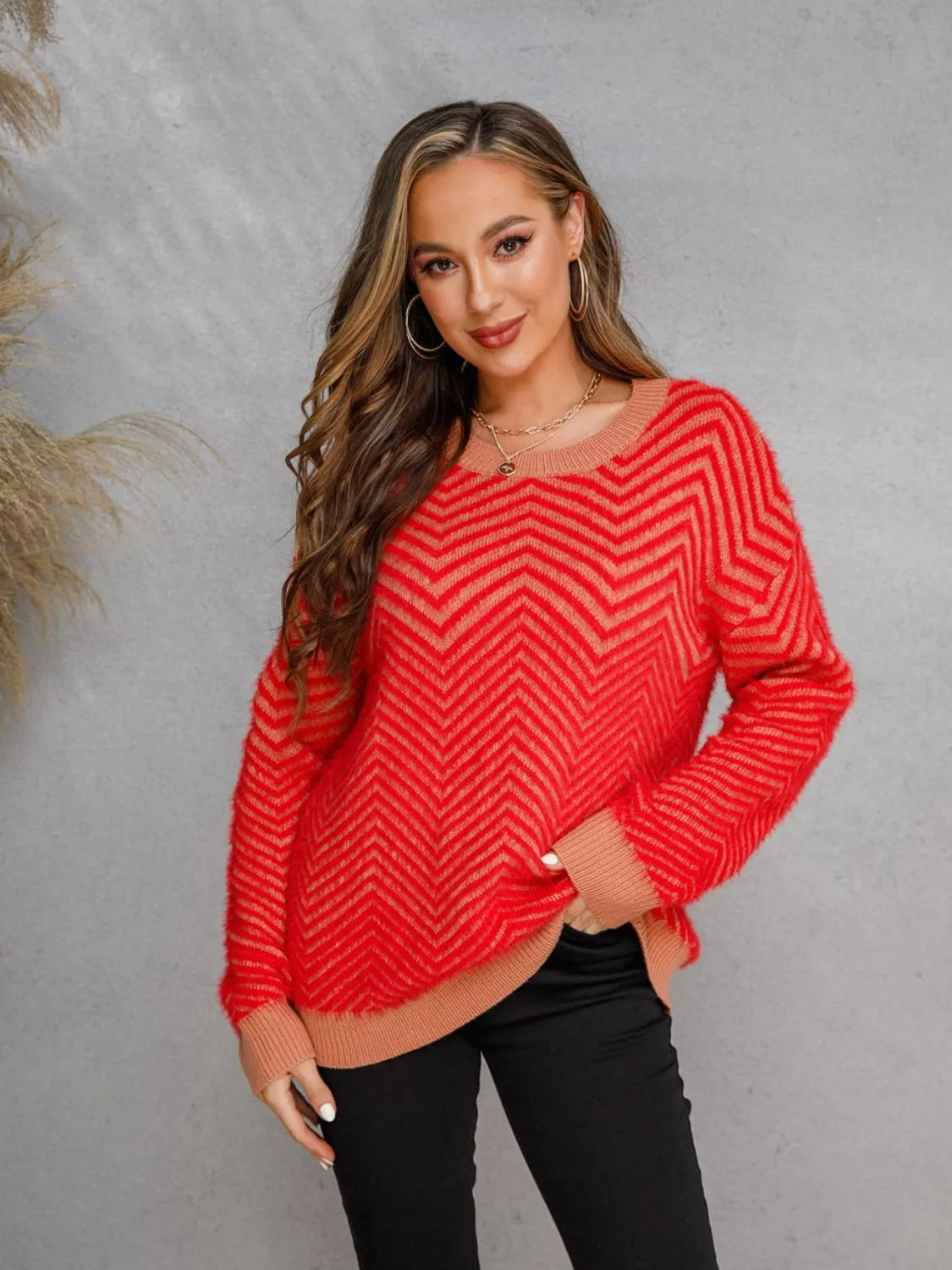 Round Neck Long Sleeve Sweater sold by Charming Charlie product image thumbnail 4
