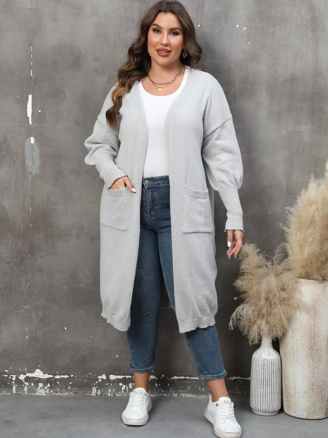 Plus Size Long Sleeve Pocketed Cardigan sold by Charming Charlie product image thumbnail 4