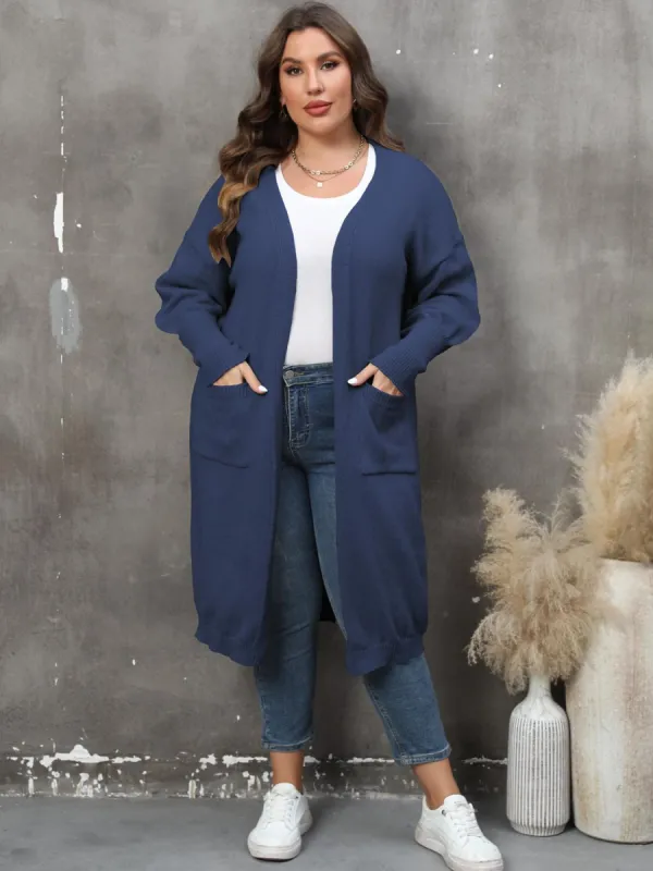 Plus Size Long Sleeve Pocketed Cardigan sold by Charming Charlie