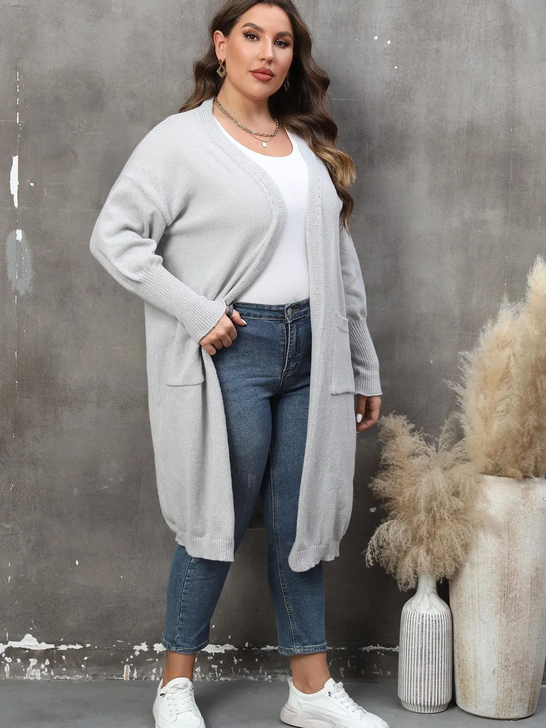 Plus Size Long Sleeve Pocketed Cardigan sold by Charming Charlie product image thumbnail 5