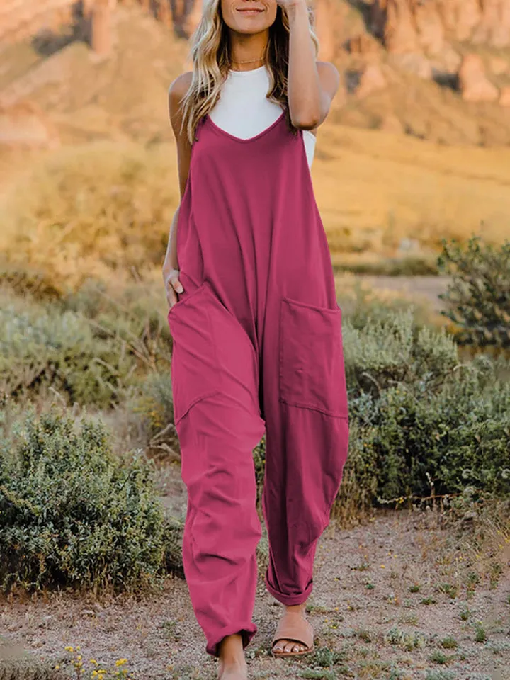 Double Take Full Size Sleeveless V-Neck Pocketed Jumpsuit sold by Charming Charlie product image thumbnail 4