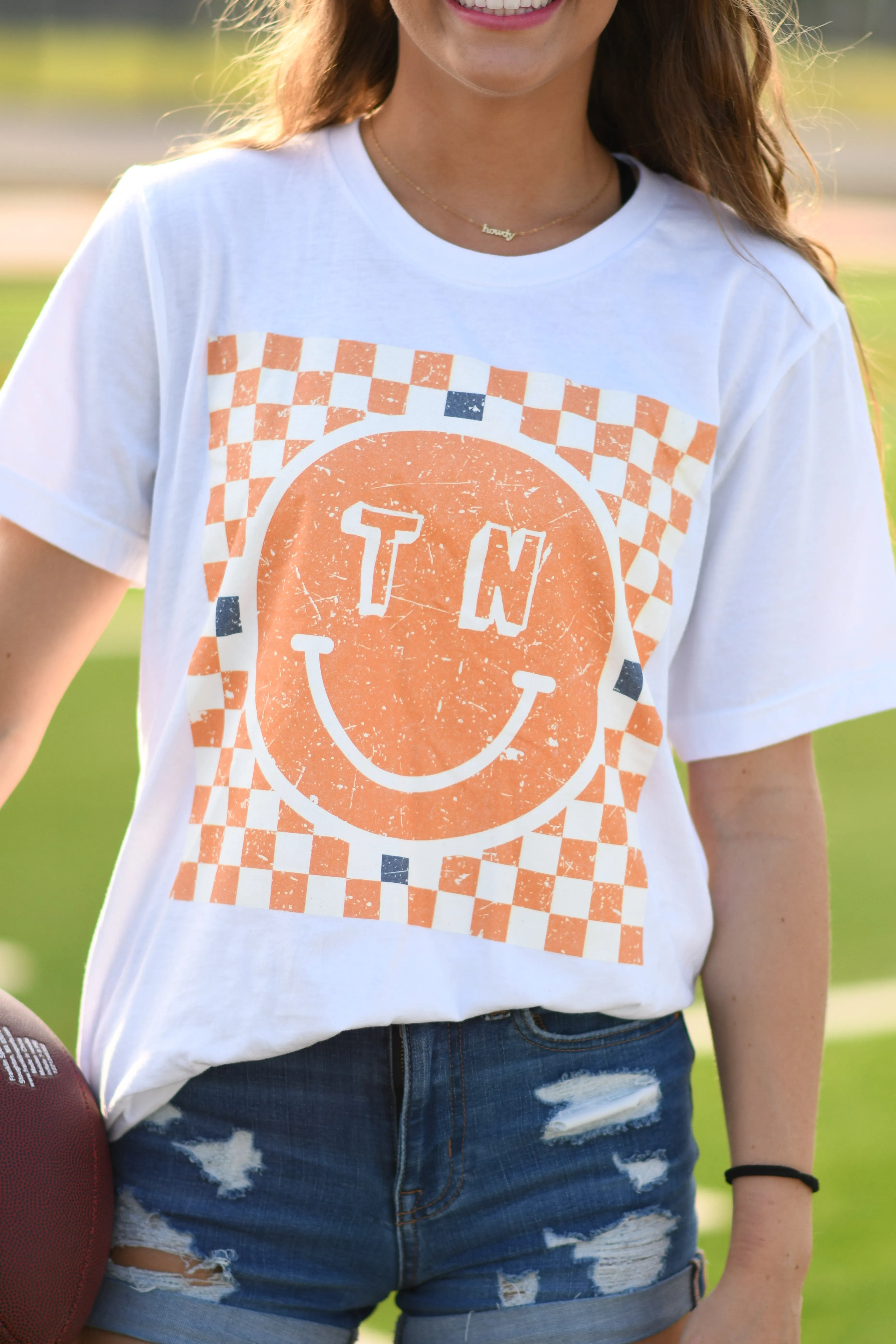 TN Checkered Smiley Tee sold by Charming Charlie product image thumbnail 2