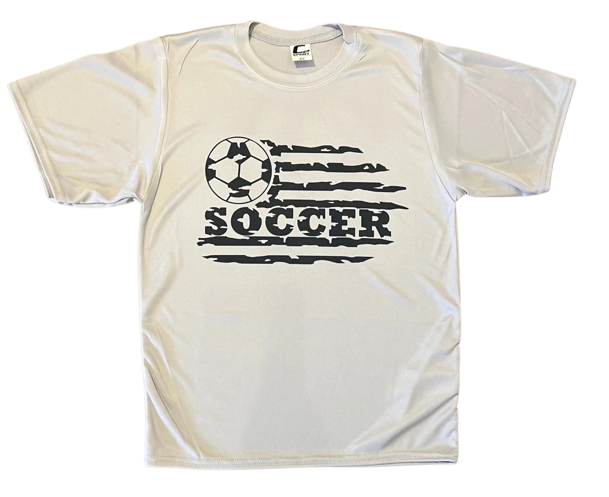 Soccer Distressed Flag Dri Fit Tee sold by Charming Charlie