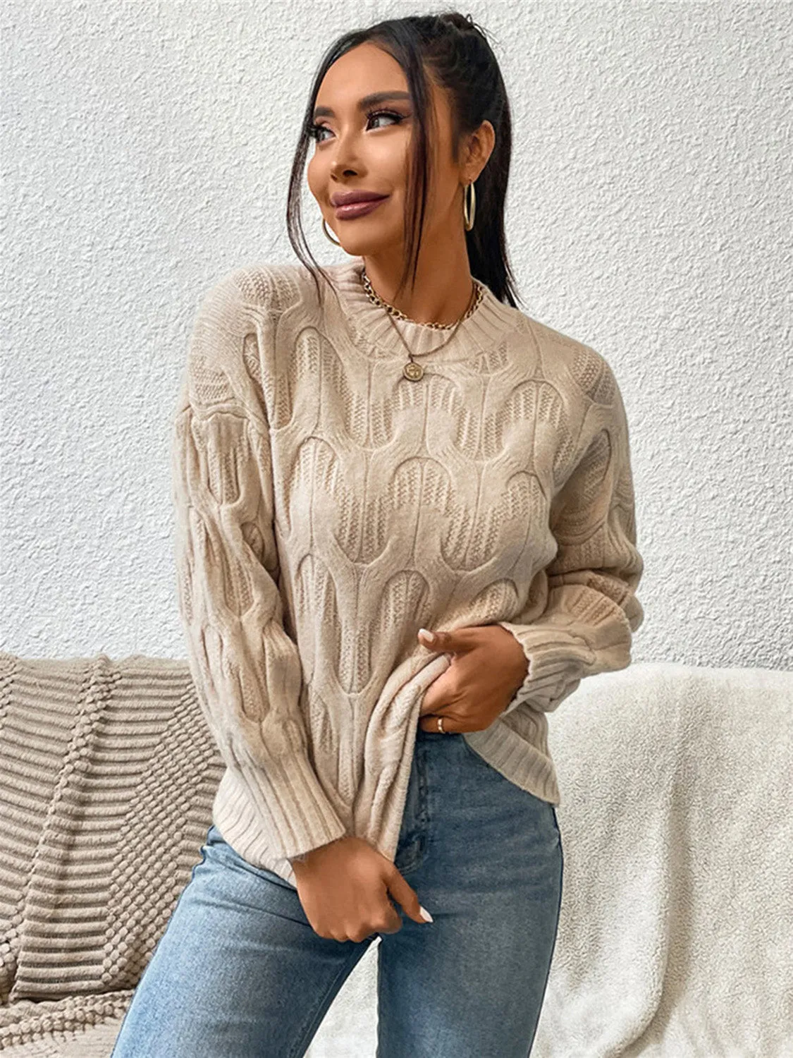 Round Neck Long Sleeve Sweater sold by Charming Charlie product image thumbnail 4