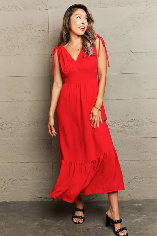 Drawstring V-Neck Sleeveless Dress sold by Charming Charlie