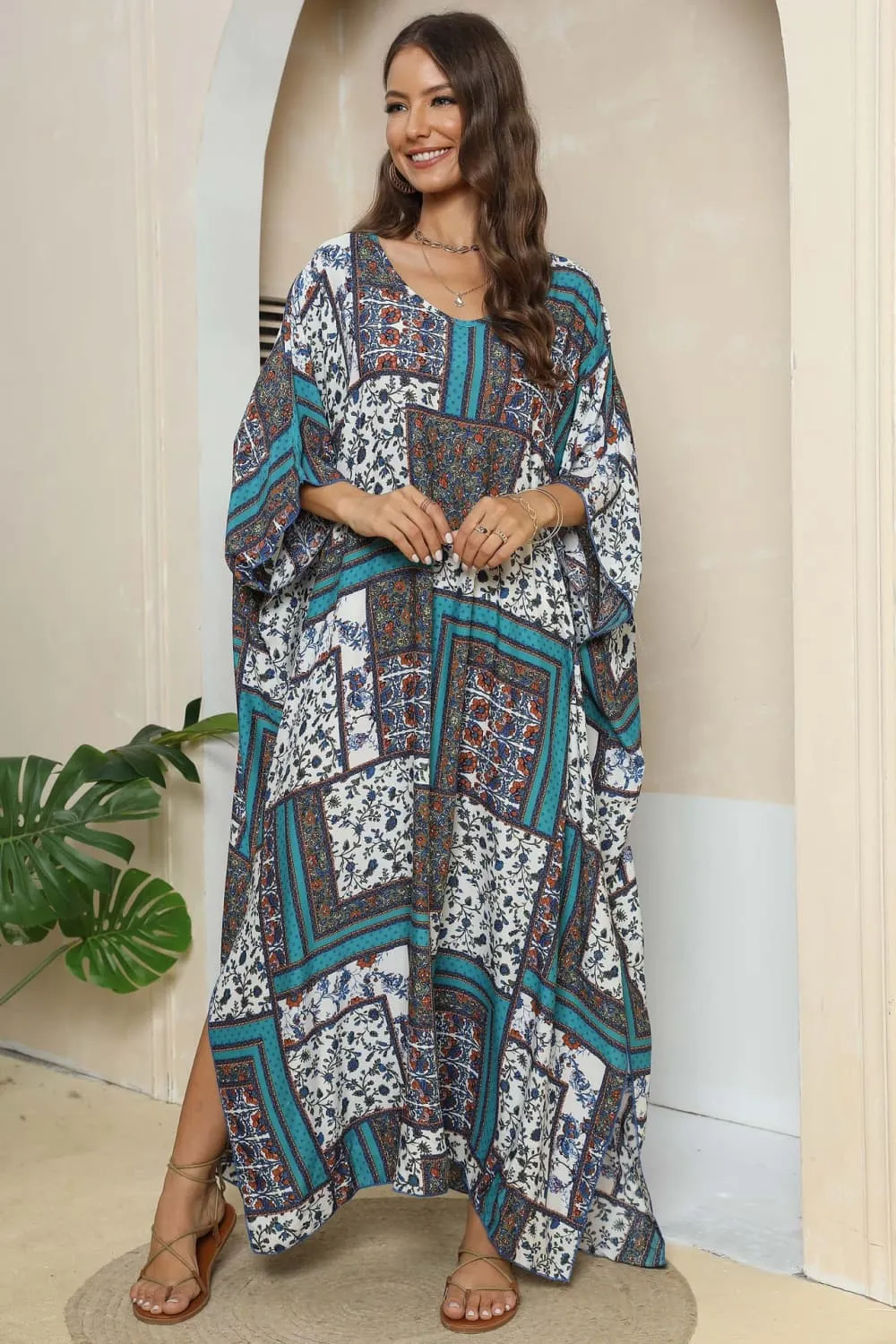 Printed V-Neck Split Maxi Dress sold by Charming Charlie product image thumbnail 4