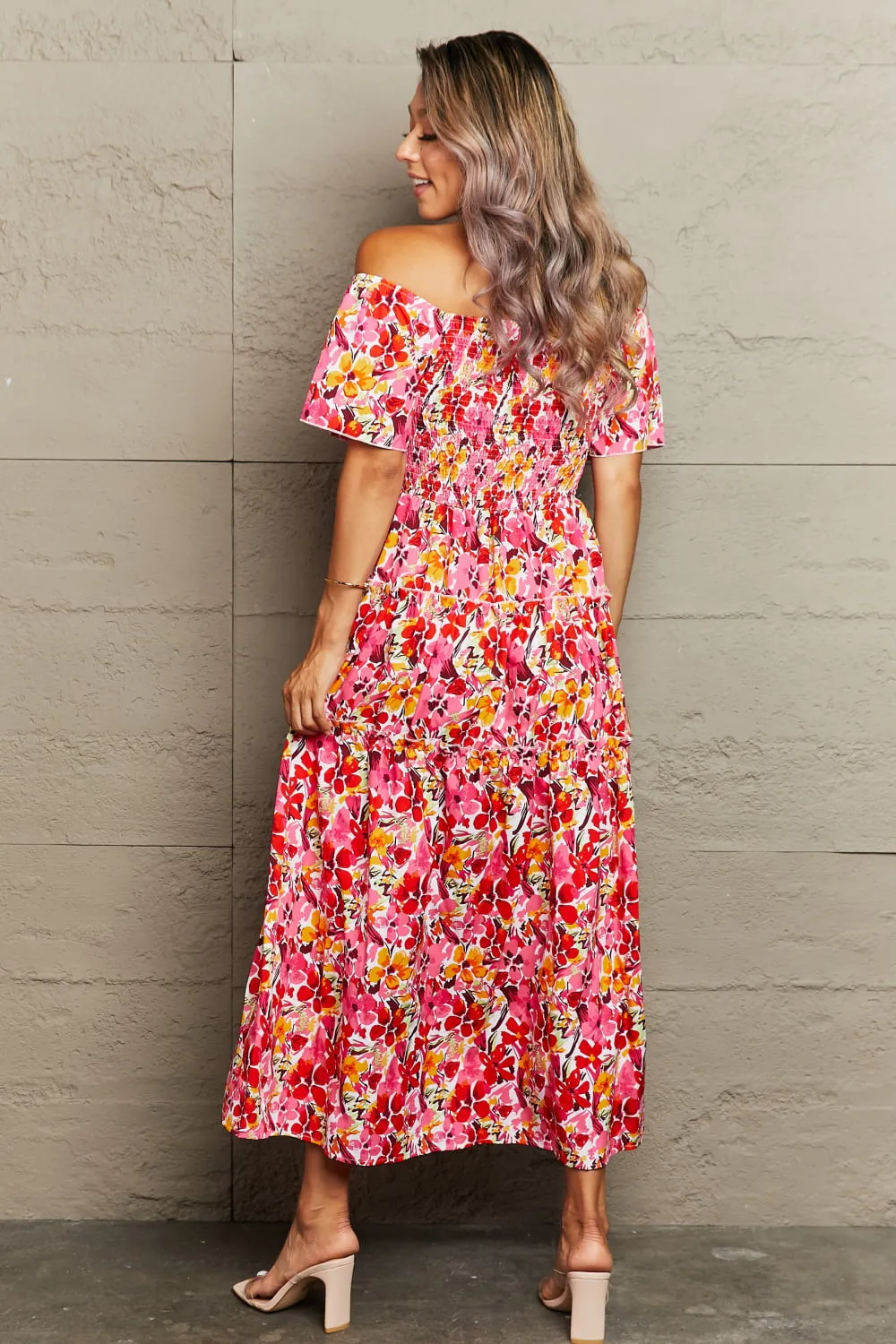Floral Off-Shoulder Frill Trim Maxi Dress sold by Charming Charlie product image thumbnail 2