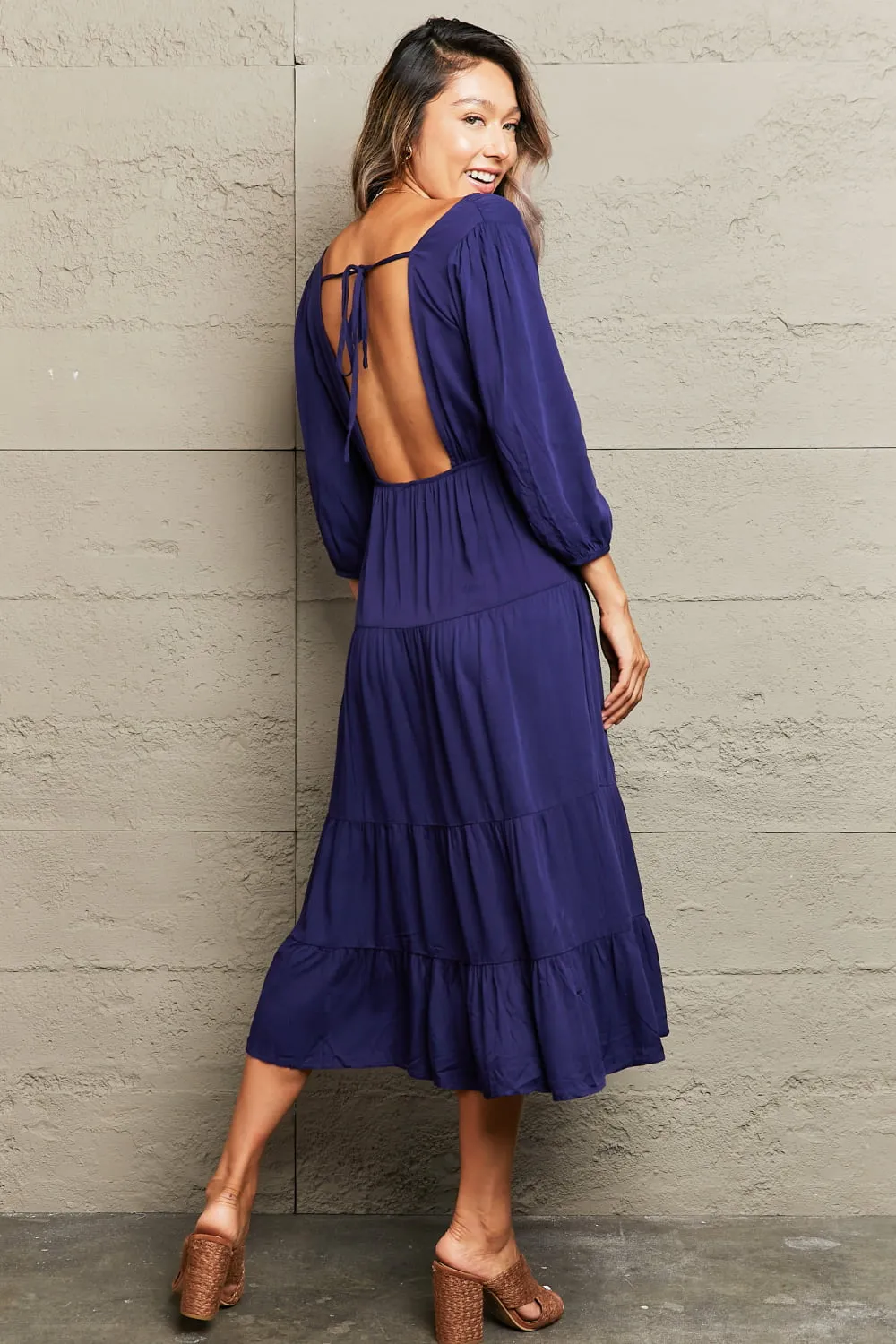 Tied Backless Tiered Midi Dress sold by Charming Charlie product image thumbnail 2