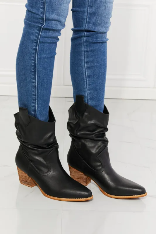MMShoes Better in Texas Scrunch Cowboy Boots in Black sold by Charming Charlie