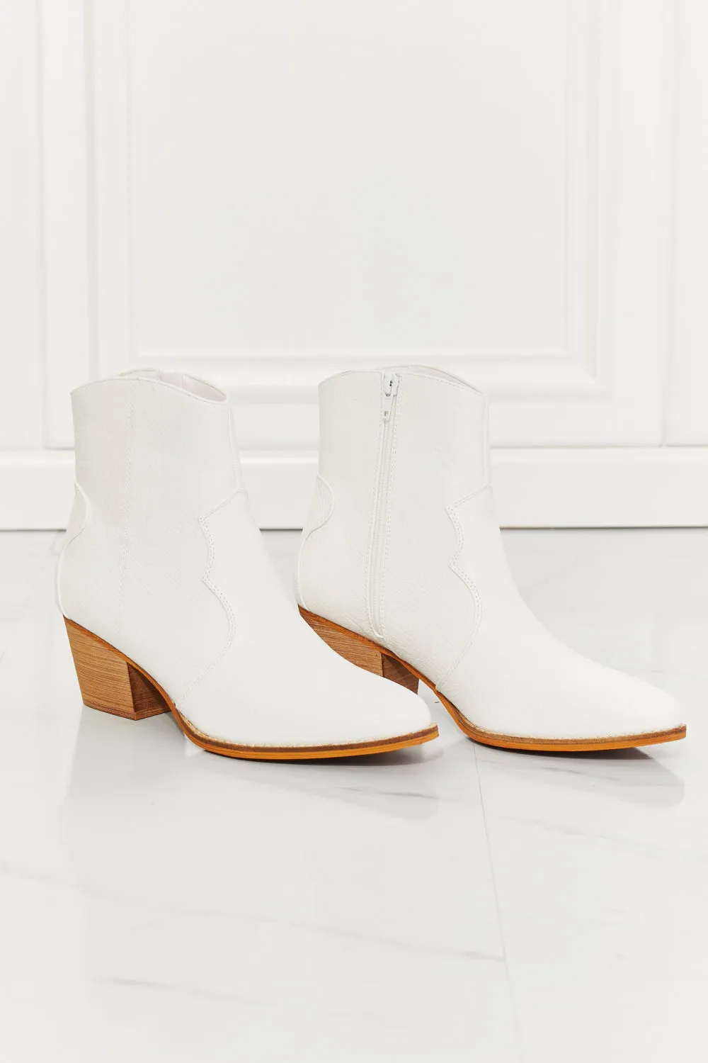 MMShoes Watertower Town Faux Leather Western Ankle Boots in White sold by Charming Charlie product image thumbnail 5