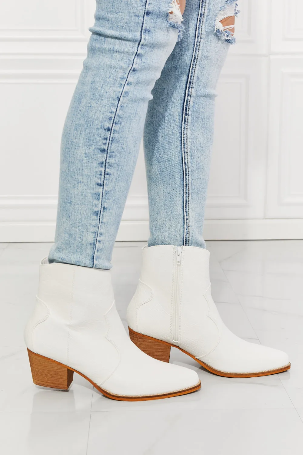 MMShoes Watertower Town Faux Leather Western Ankle Boots in White sold by Charming Charlie product image thumbnail 2