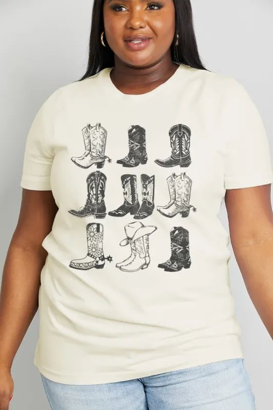Simply Love Simply Love Full Size Cowboy Boots Graphic Cotton Tee made by Charming Charlie