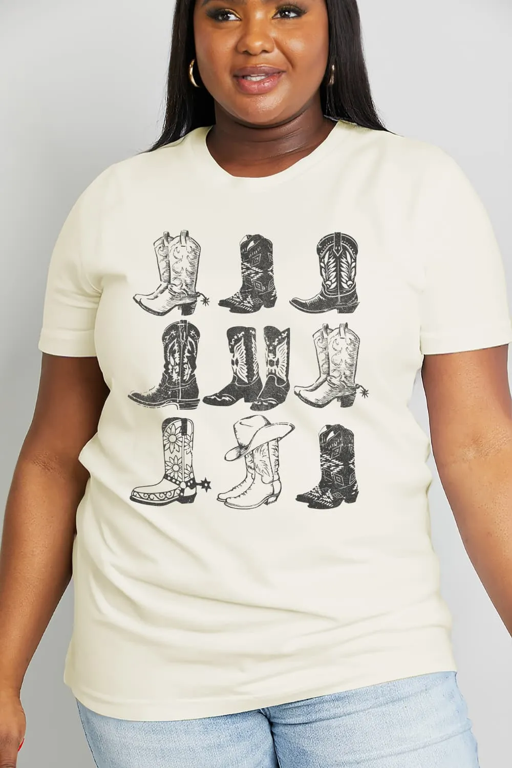 Simply Love Simply Love Full Size Cowboy Boots Graphic Cotton Tee sold by Charming Charlie