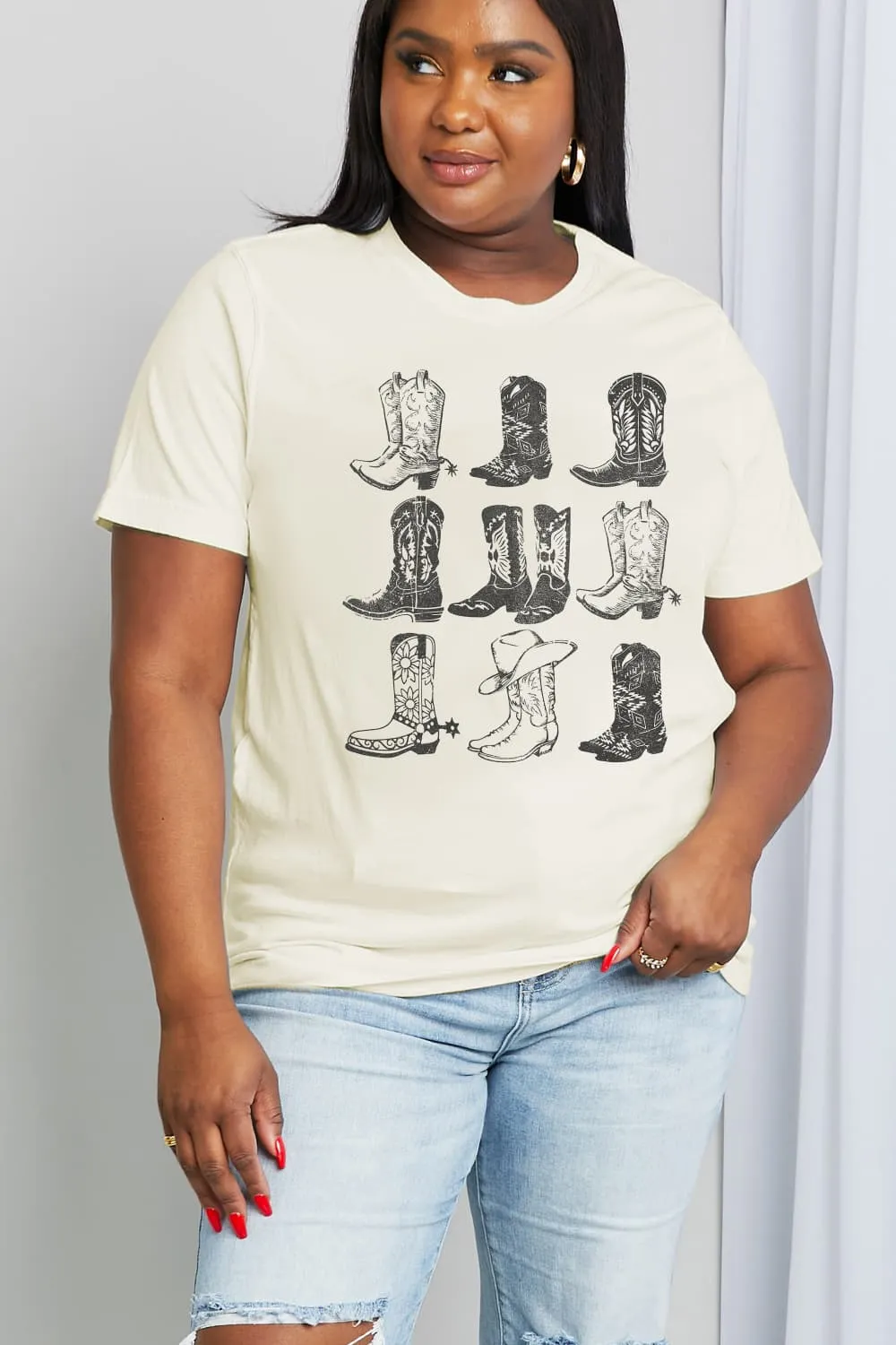 Simply Love Simply Love Full Size Cowboy Boots Graphic Cotton Tee sold by Charming Charlie product image thumbnail 2