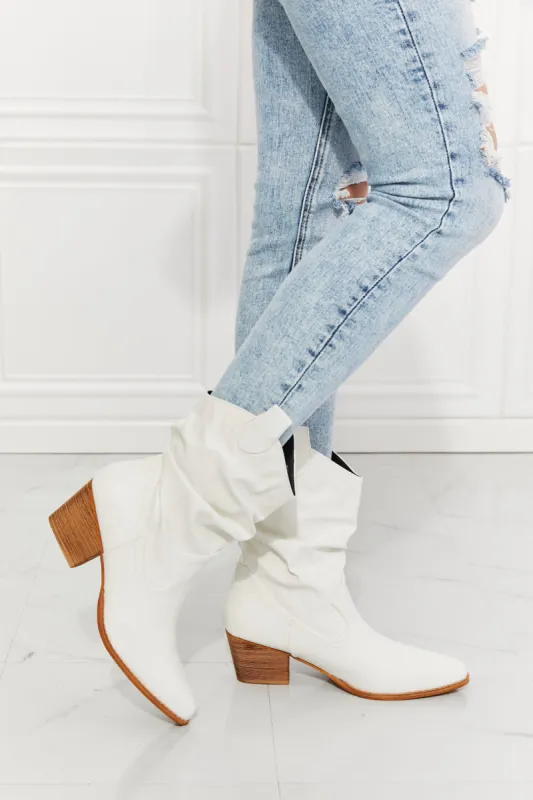MMShoes Better in Texas Scrunch Cowboy Boots in White sold by Charming Charlie