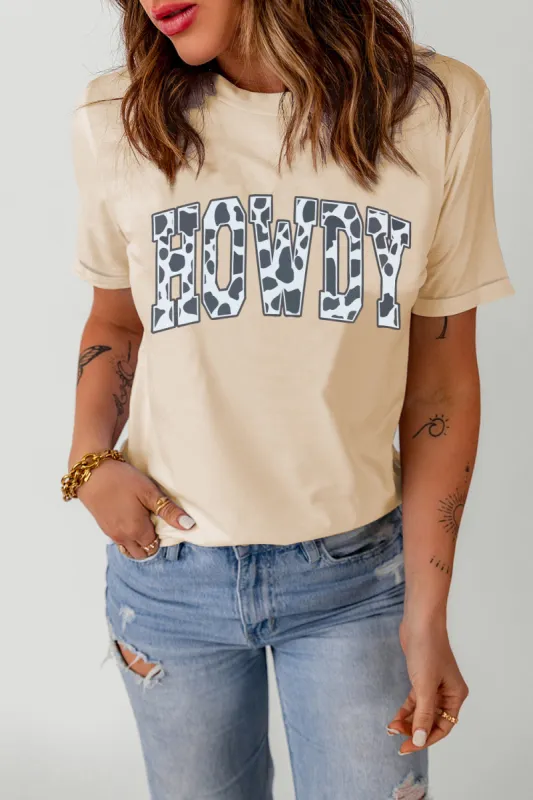 Round Neck Short Sleeve HOWDY Graphic Tee sold by Charming Charlie