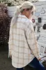 Plaid Curved Hem Dropped Shoulder Longline Shirt Jacket sold by Charming Charlie