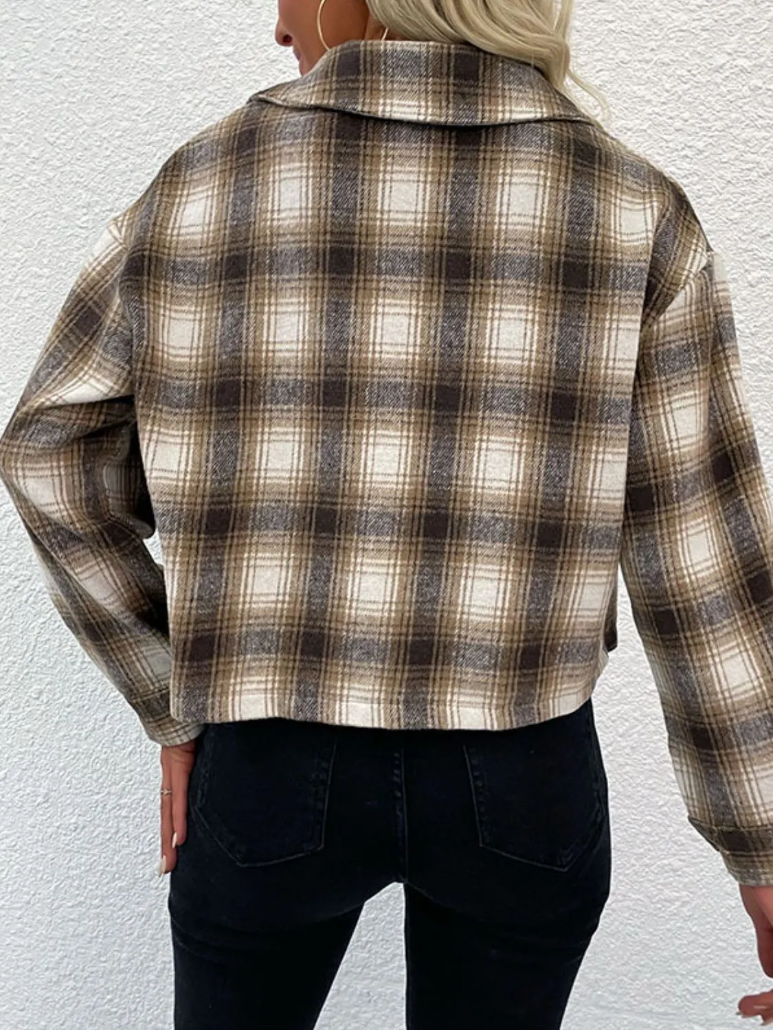 Plaid Button-Up Dropped Shoulder Shacket sold by Charming Charlie product image thumbnail 2