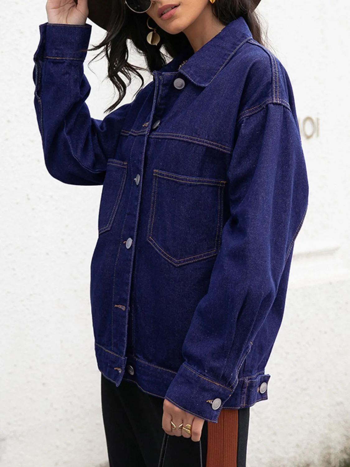 Buttoned Denim Jacket sold by Charming Charlie product image thumbnail 3
