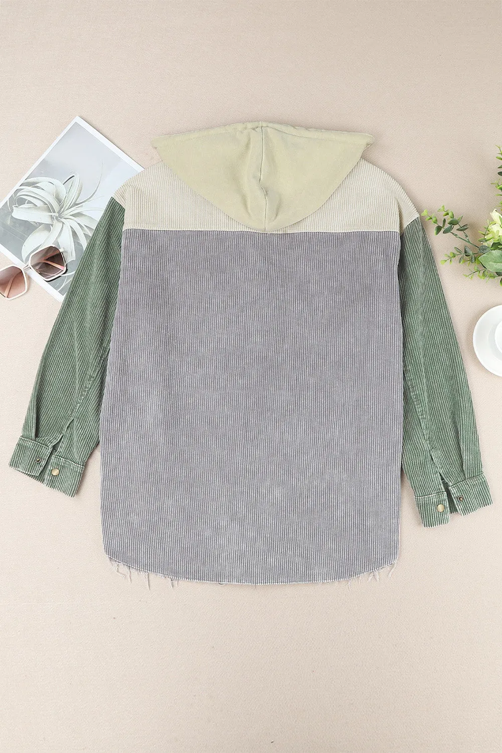 Snap Front Hooded Corduroy Shacket sold by Charming Charlie product image thumbnail 5