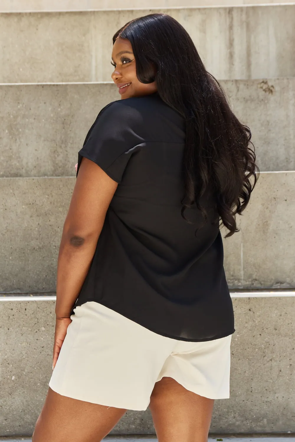 Sew In Love Shine Bright Full Size Center Mesh Sequin Top in Black/Mauve sold by Charming Charlie product image thumbnail 2