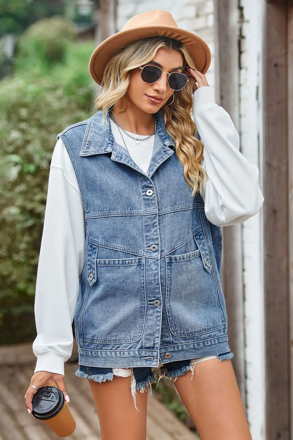 Sleeveless Denim Top with A Detachable Hood sold by Charming Charlie product image thumbnail 5
