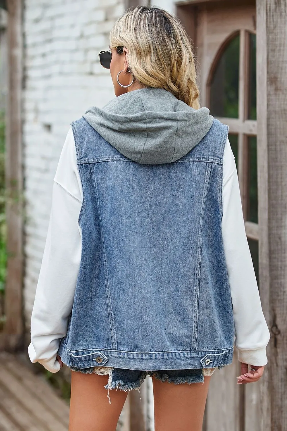 Sleeveless Denim Top with A Detachable Hood sold by Charming Charlie product image thumbnail 2