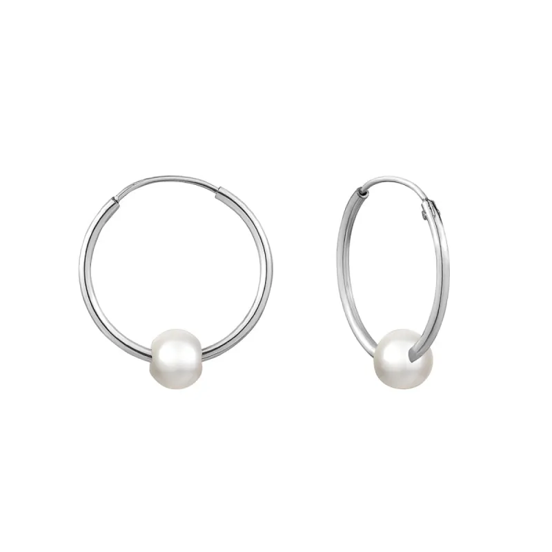 Sterling Silver Pearl Slider Endless Hoops sold by Charming Charlie