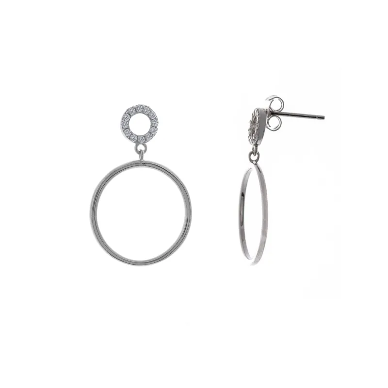 Sterling Silver Cubic Zirconia Double Circle Drop Earrings sold by Charming Charlie