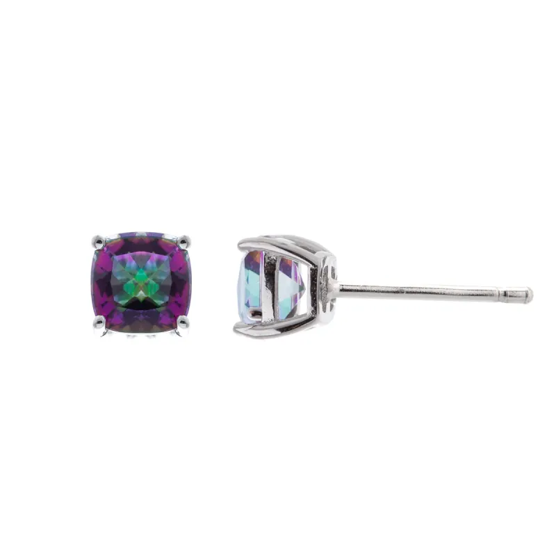 Sterling Silver Genuine Mystic Topaz Cushion-Cut Studs sold by Charming Charlie