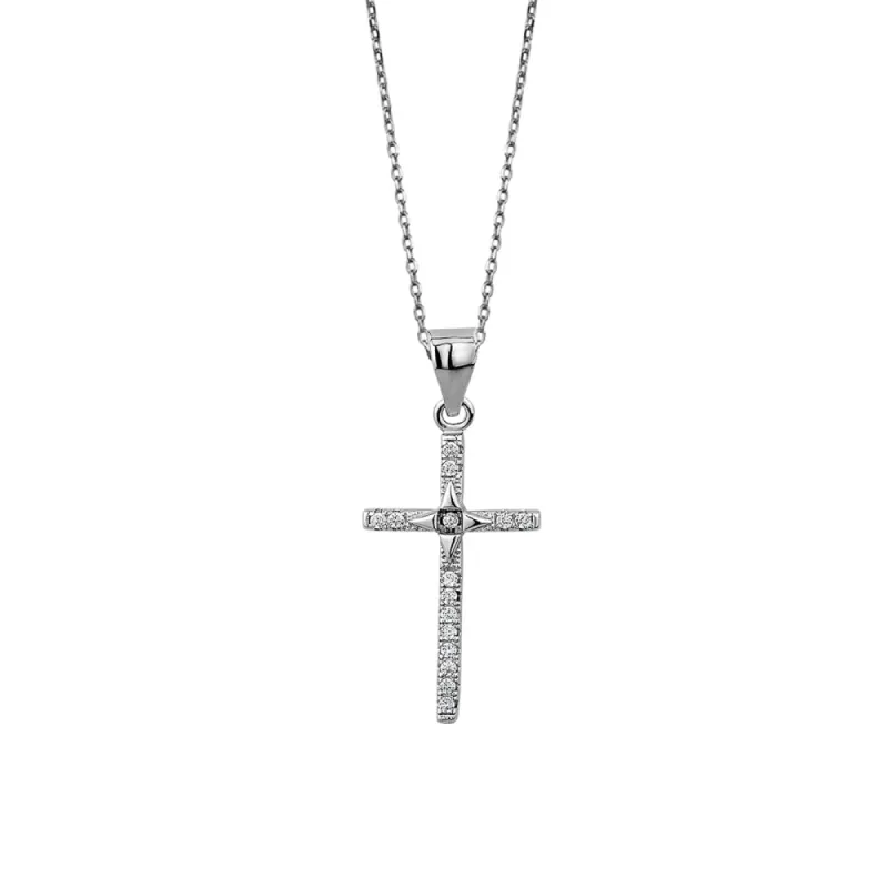Sterling Silver Cubic Zirconia Polished Cross Pendant sold by Charming Charlie