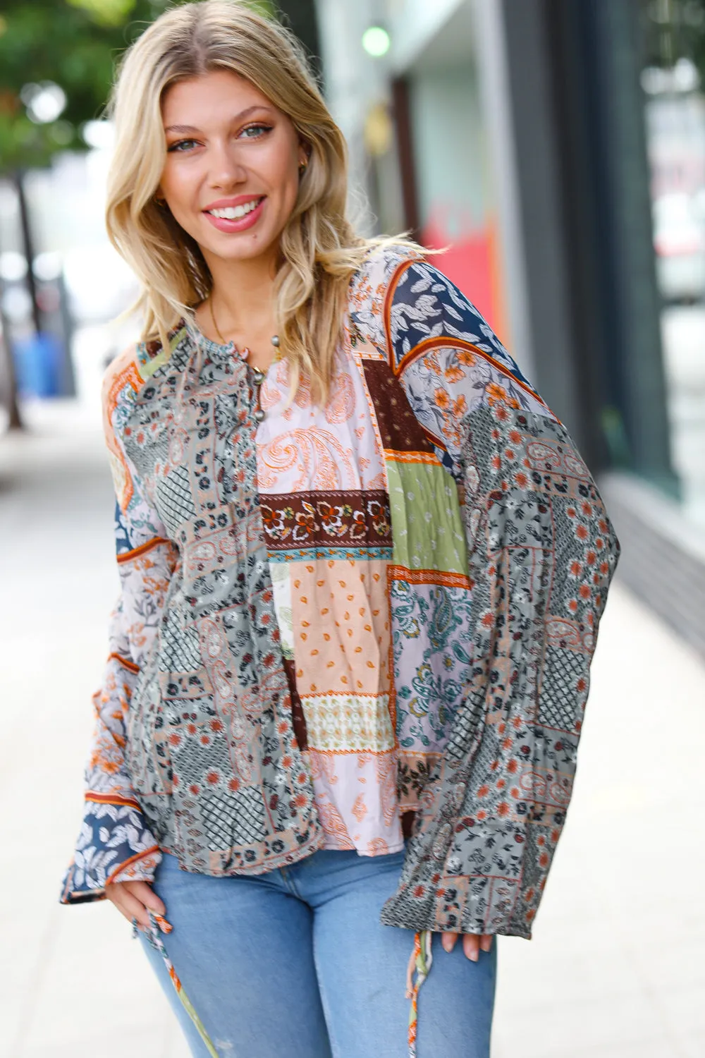 Paisley Patchwork Button Down Top sold by Charming Charlie product image thumbnail 5