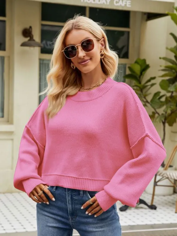 Round Neck Dropped Shoulder Sweater sold by Charming Charlie