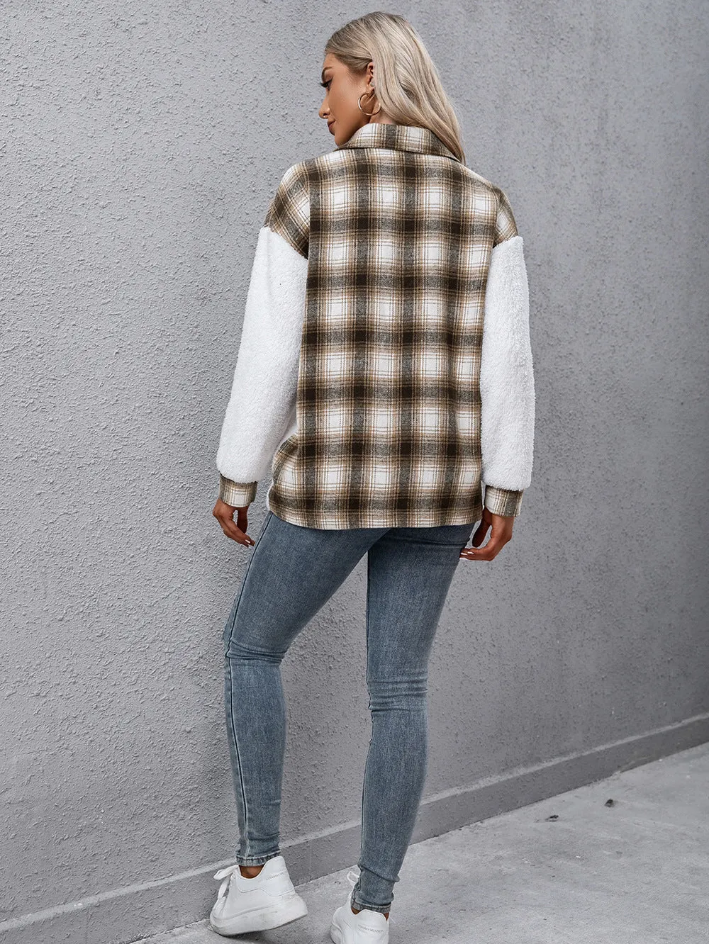 Plaid Collared Neck Button Down Jacket sold by Charming Charlie product image thumbnail 2