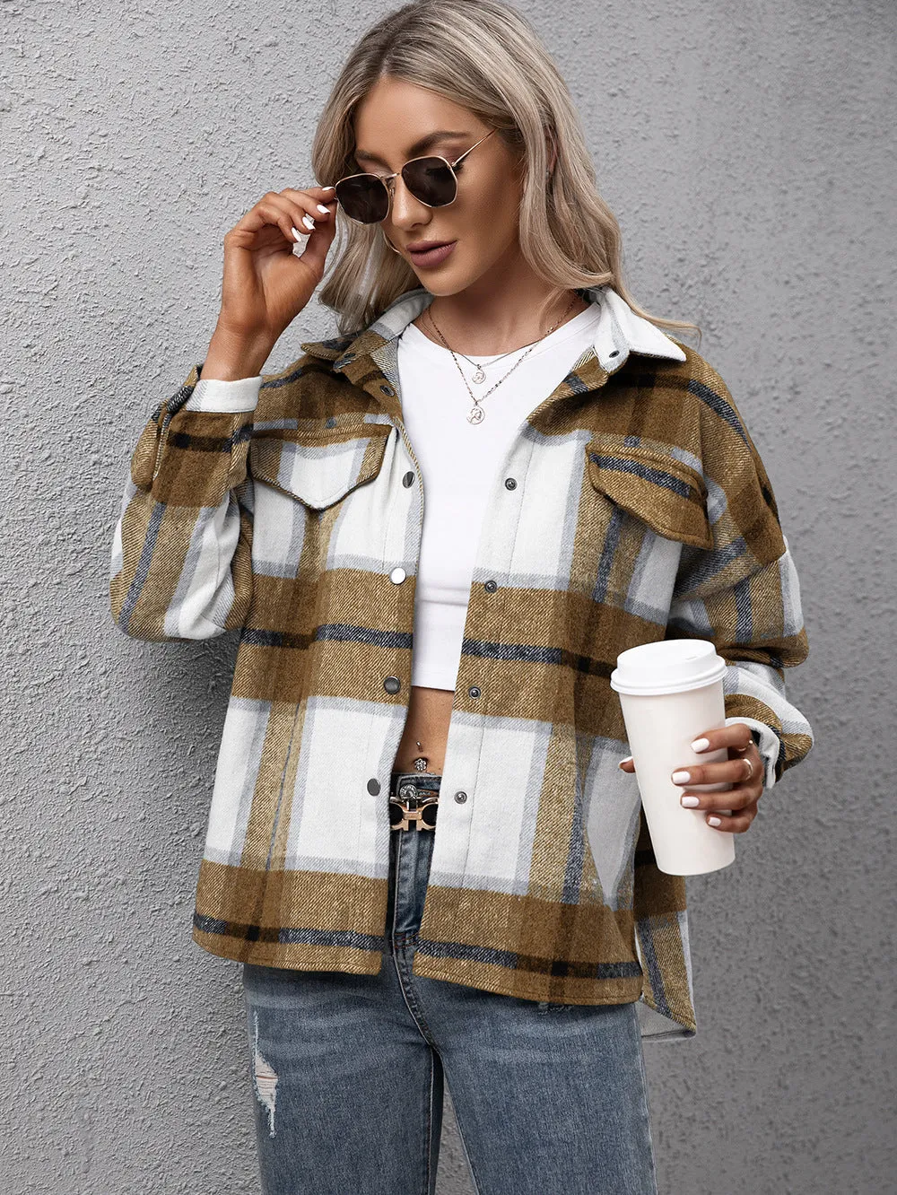 Plaid Long Sleeve Shirt Jacket sold by Charming Charlie product image thumbnail 4