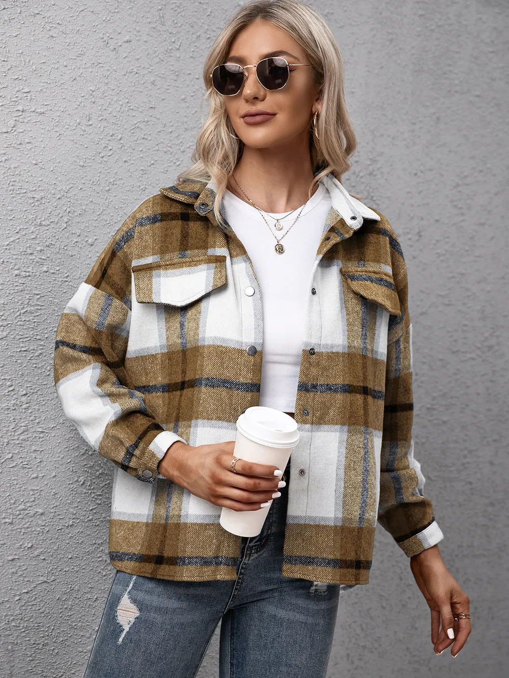 Plaid Long Sleeve Shirt Jacket sold by Charming Charlie product image thumbnail 5