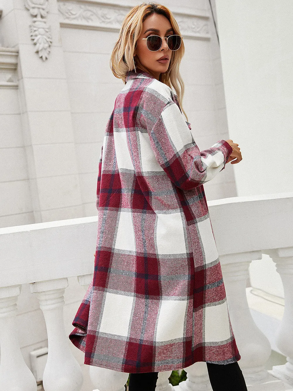 Plaid Longline Shirt Jacket sold by Charming Charlie product image thumbnail 2
