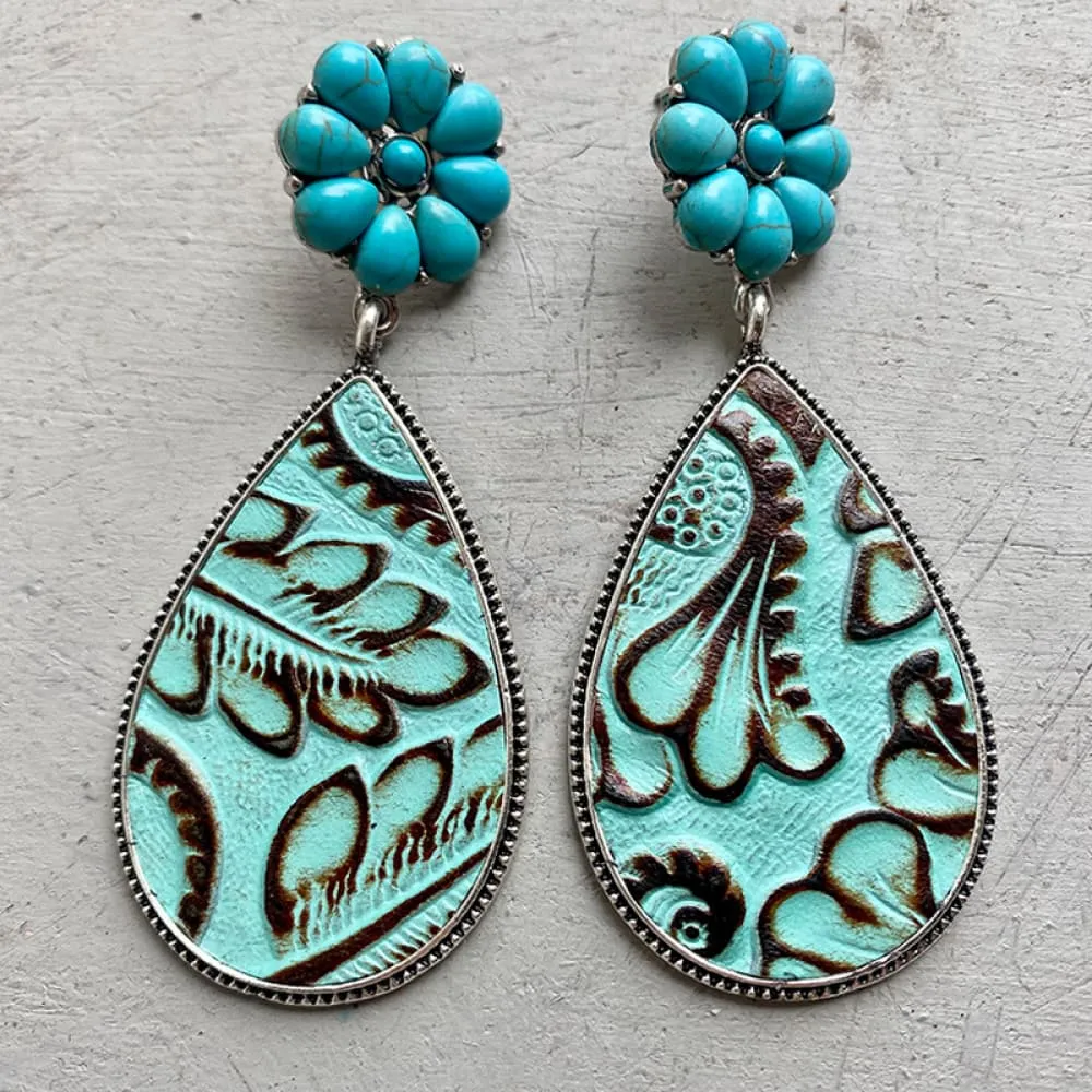 Turquoise Flower Teardrop Earrings sold by Charming Charlie product image thumbnail 3