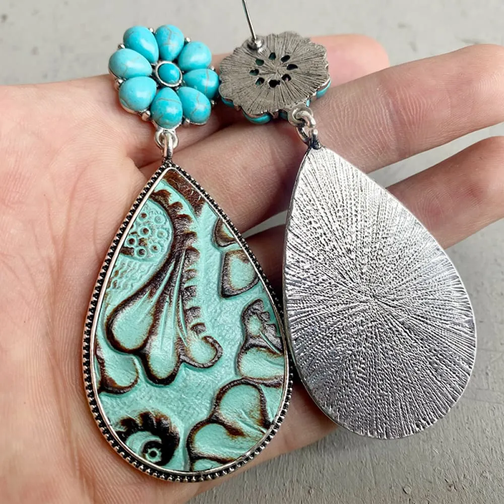 Turquoise Flower Teardrop Earrings sold by Charming Charlie product image thumbnail 4
