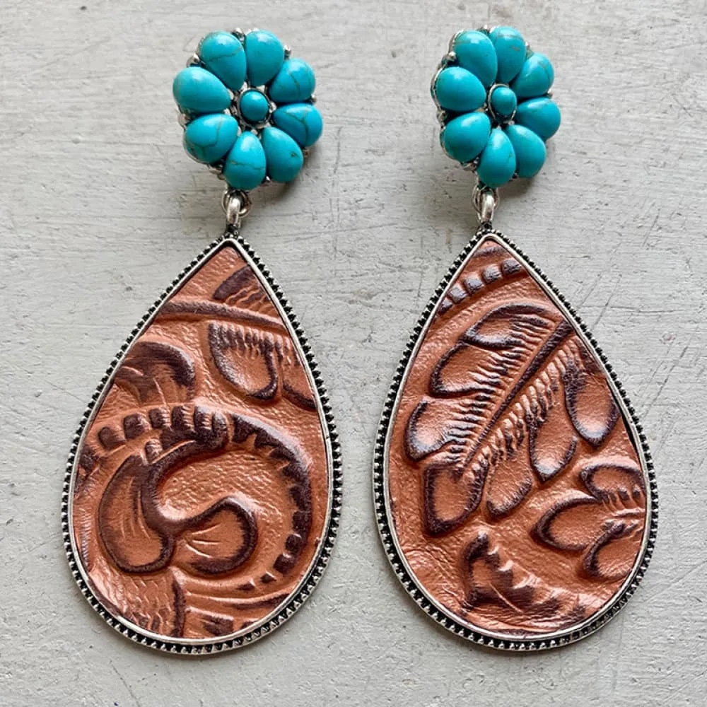 Turquoise Flower Teardrop Earrings sold by Charming Charlie product image thumbnail 2