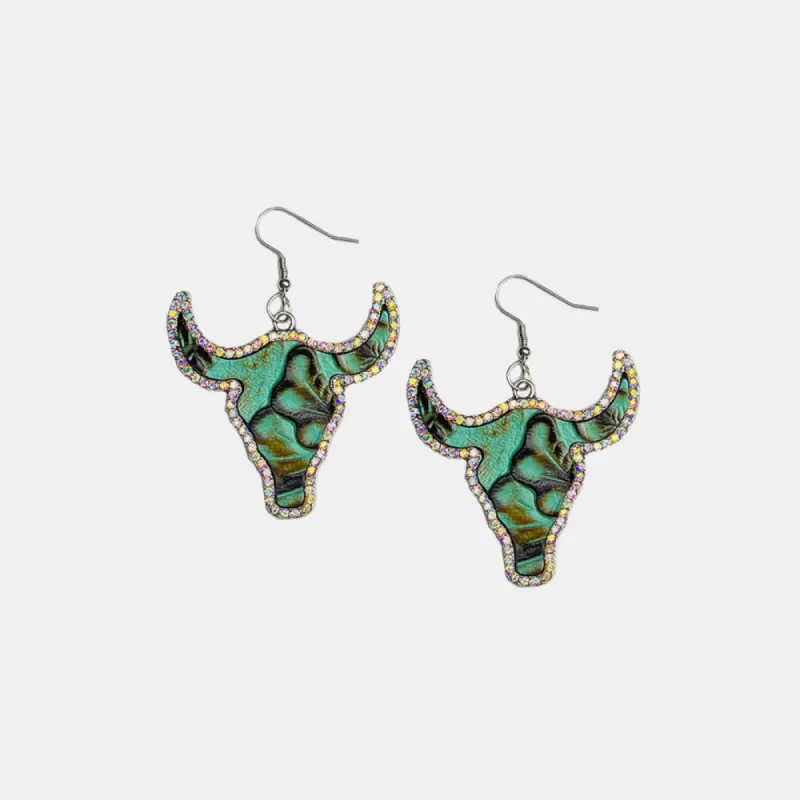 Rhinestone Trim Alloy Bull Earrings made by Charming Charlie