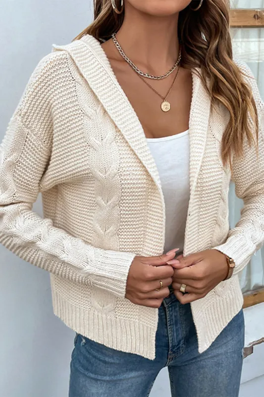 Cable-Knit Dropped Shoulder Hooded Cardigan sold by Charming Charlie